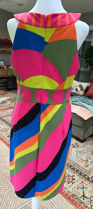 Muse Racerback Colorful Mod Dress Size 10 - Picture 3 of 9